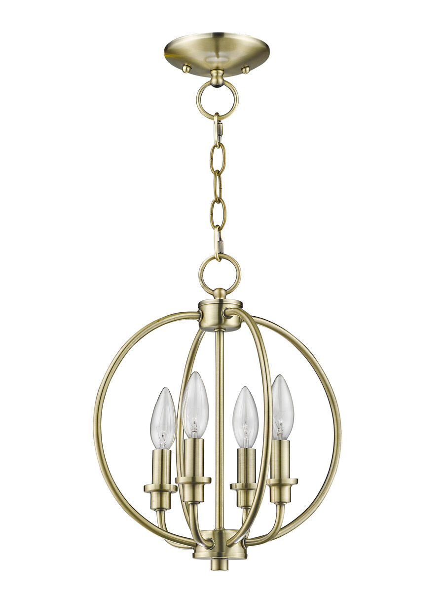 Milania 4 Light 13 inch Antique Brass Convertible Mini Chandelier/Ceiling Mount Ceiling Light