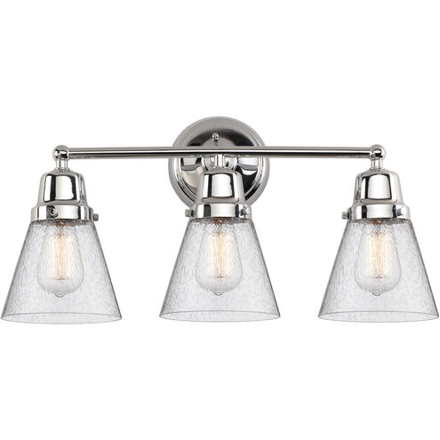 Aditi Small Cone 3 Light 22.25 inch Polished Chrome Bath Vanity Light Wall Light, Aditi