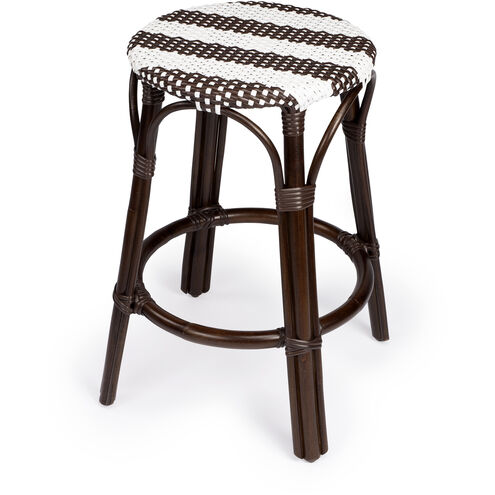 Tobias Dark Brown & White Rattan Bar Stool