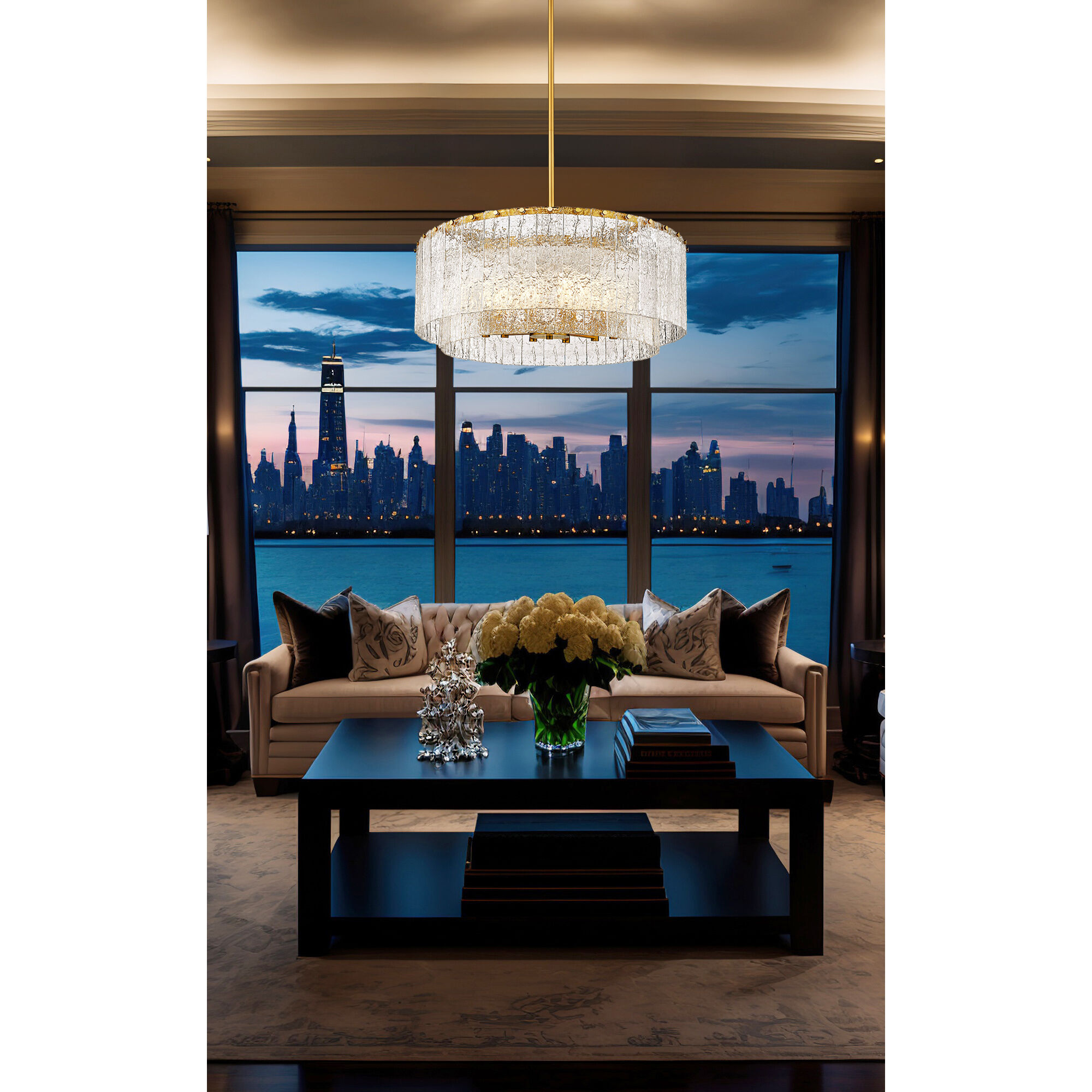 Glacier 12 Light 33 inch Modern Gold Pendant Ceiling Light