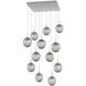 Aster Incandescent 12 Light Classic Silver Chandelier Ceiling Light, Square Multi-Pendant