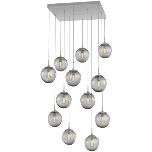 Aster Incandescent 12 Light Classic Silver Chandelier Ceiling Light, Square Multi-Pendant