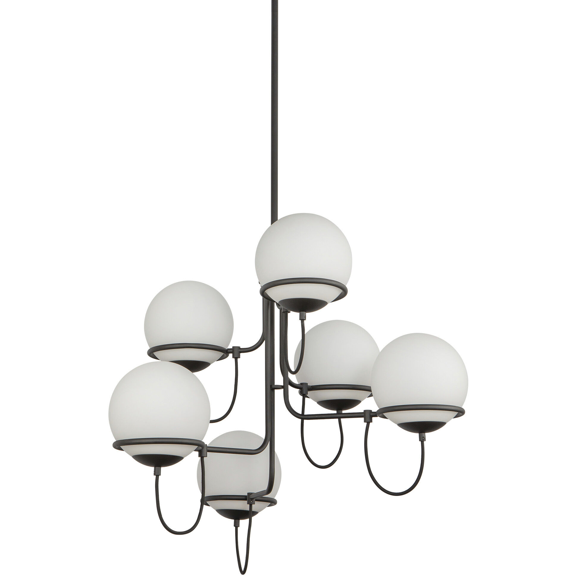 Alora Mood Alba 6 Light 32 inch Matte Black/Opal Glass Chandelier Ceiling Light