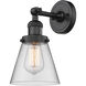 Franklin Restoration Small Cone 1 Light 6 inch Matte Black Semi-Flush Mount Ceiling Light in Clear Glass, Franklin Restoration