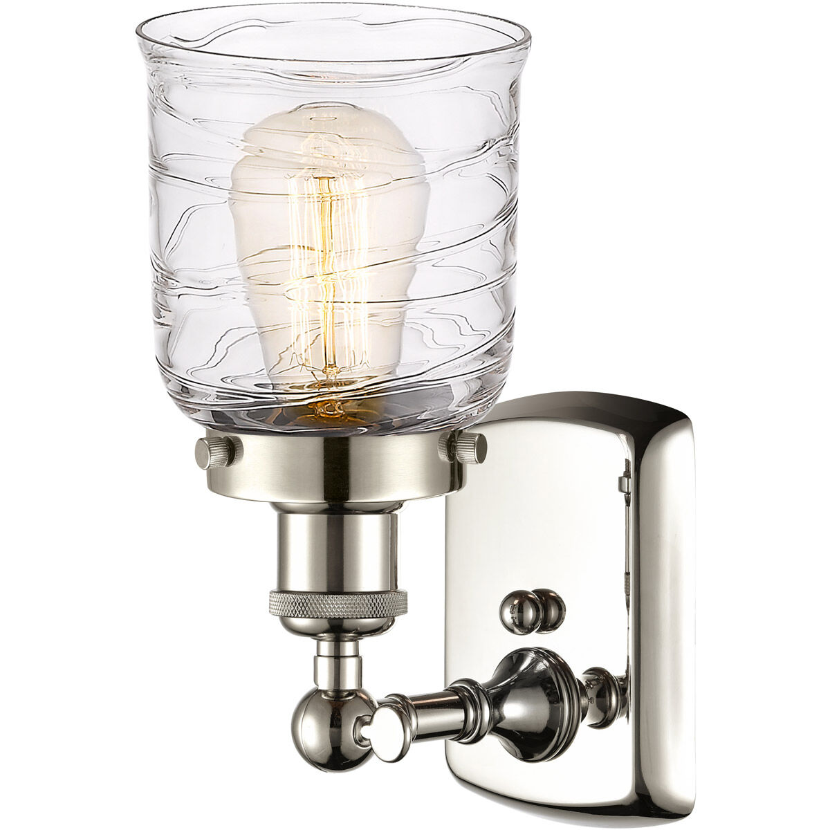 Ballston Bell LED 5 inch Polished Nickel Sconce Wall Light in Clear with Cage