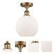 Ballston Athens LED 8 inch Brushed Brass Semi-Flush Mount Ceiling Light in Matte White Glass, Ballston