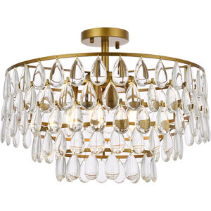 Mila 5 Light 20 inch Brass Flush Mount Ceiling Light