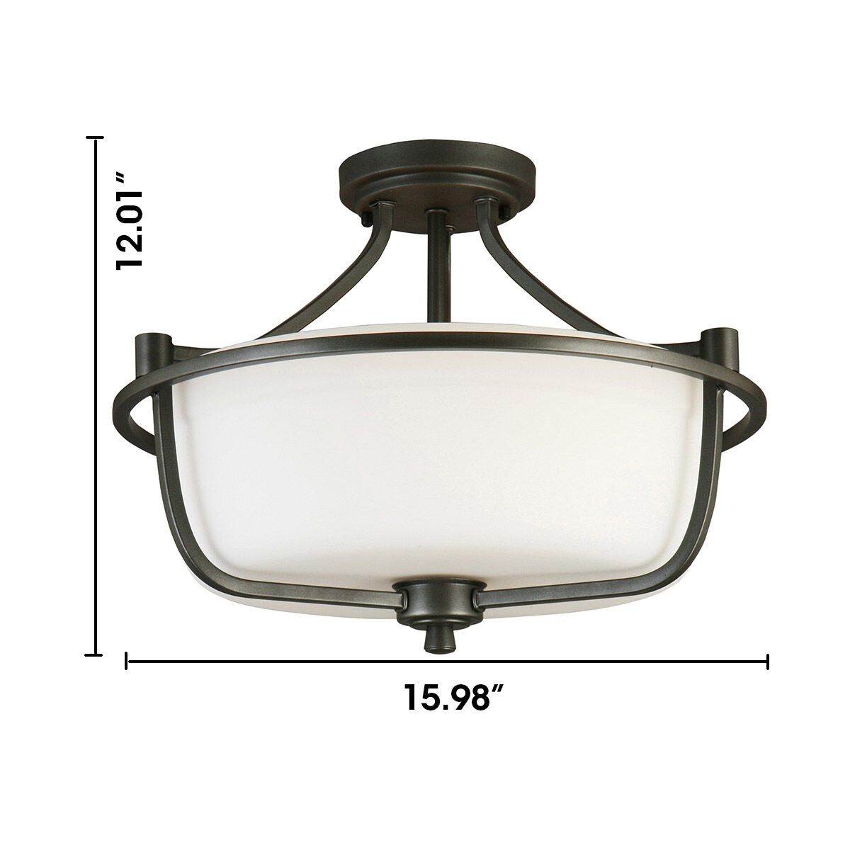 Mayview 3 Light 15.98 inch Graphite Semi Flush Mount Ceiling Light