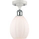 Ballston Eaton 1 Light 6 inch White and Polished Chrome Semi-Flush Mount Ceiling Light, Ballston