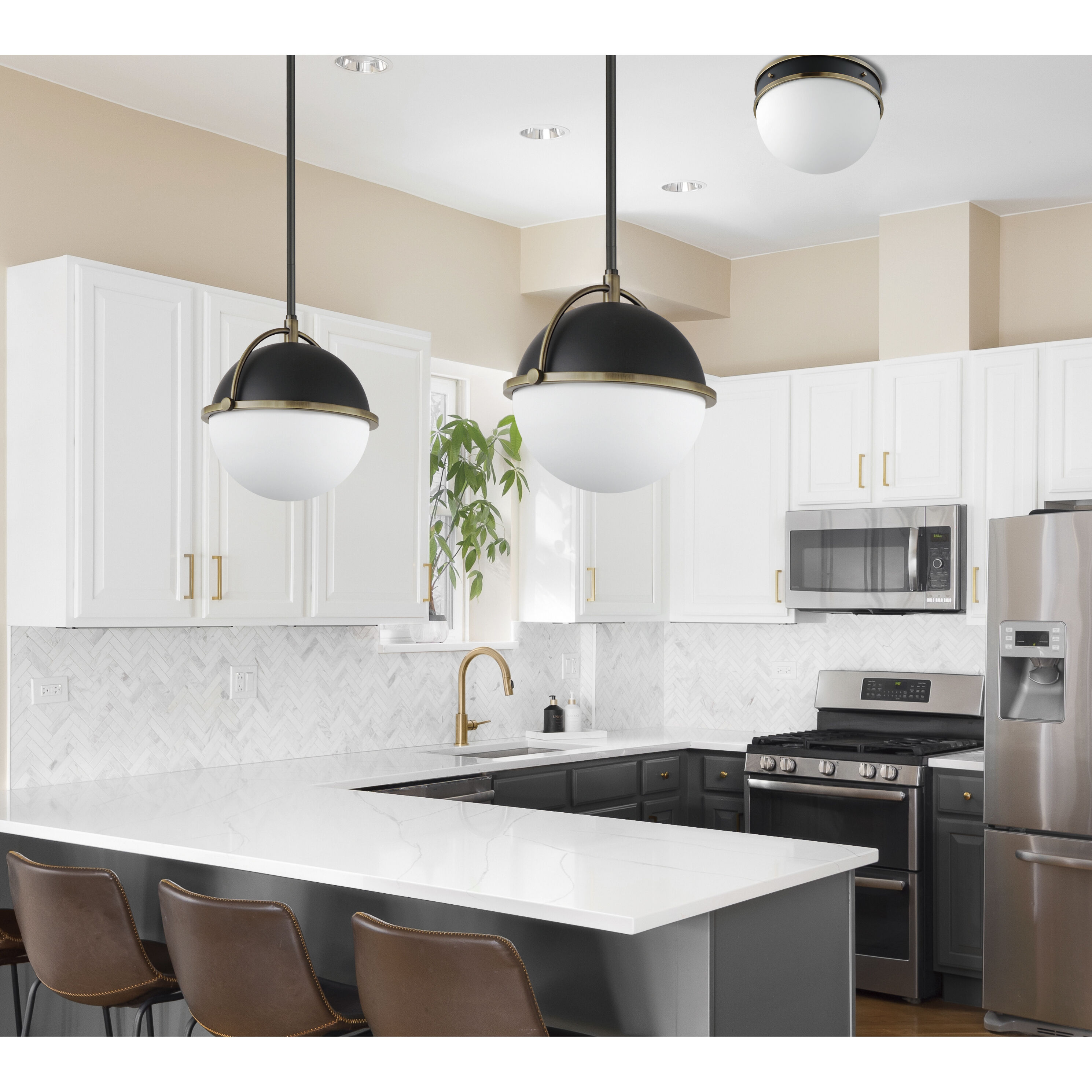 Duke 1 Light 11.5 inch Black and Weathered Brass Single Pendant Ceiling Light