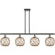 Ballston Farmhouse Rope 4 Light 48 inch Black Antique Brass Island Light Ceiling Light in Clear Glass with Brown Rope, Ballston