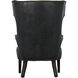 Heracles Black Leather, Antique Brass and Dark Walnut Occasional Chair