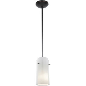 Glassn Glass Cylinder LED 5 inch Oil Rubbed Bronze Pendant Ceiling Light in Clear and Opal
