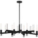 Windamere 6 Light 36 inch Textured Black with Polished Nickel Accents Linear Chandelier Ceiling Light, Lighting One (Open)