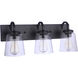 Elsa 3 Light 22.5 inch Flat Black Vanity Light Wall Light