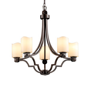 Candlearia 5 Light 28 inch Dark Bronze Chandelier Ceiling Light in Amber (CandleAria), Cylinder with Flat Rim, Incandescent
