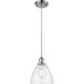 Ballston Dome 1 Light 8 inch Polished Chrome Mini Pendant Ceiling Light in Seedy Glass