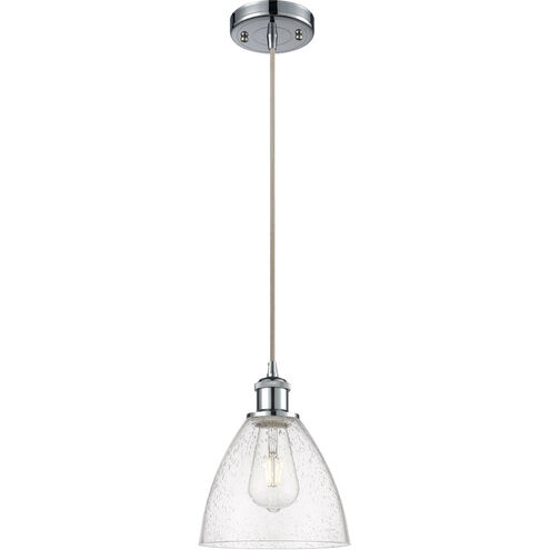 Ballston Dome 1 Light 8 inch Polished Chrome Mini Pendant Ceiling Light in Seedy Glass
