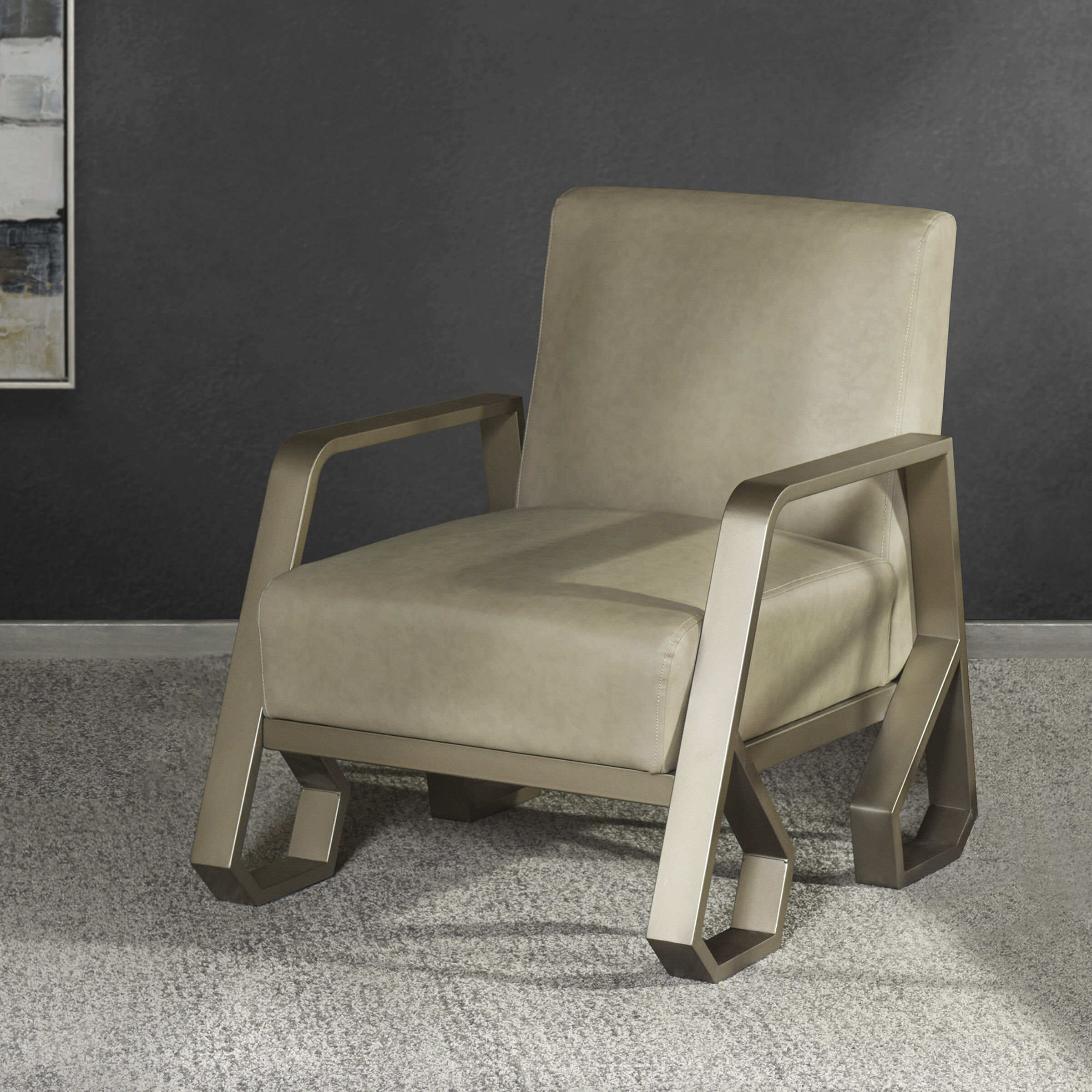 John Tan and Satin Gold Arm Chair