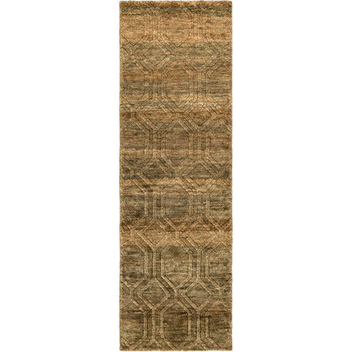 Galloway 96 X 30 inch Grass Green, Khaki, Dark Brown Rug