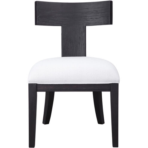 Idris Charcoal Black Stain and White Fabric Armless Chair