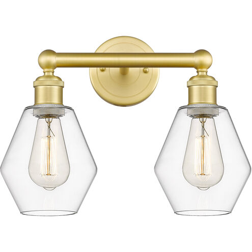 Cindyrella 2 Light 15 inch Satin Gold and Clear Bath Vanity Light Wall Light