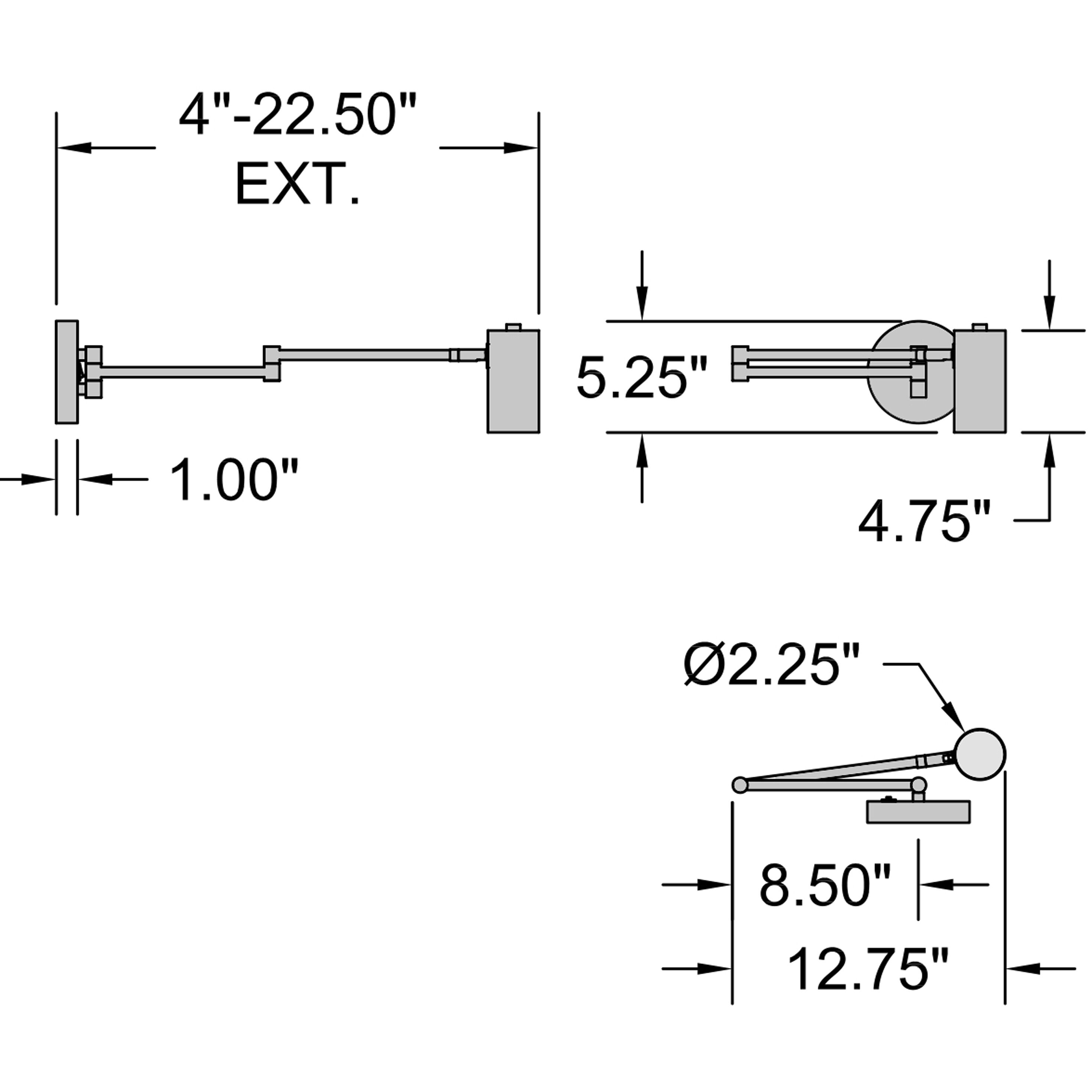 Juhl 1 Light 4.75 inch Brushed Steel Reading Light Wall Light