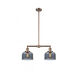 Franklin Restoration Large Bell 2 Light 21 inch Antique Copper Chandelier Ceiling Light in Light Smoke Glass, Franklin Restoration