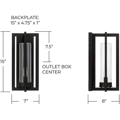 Kent 1 Light 15 inch Black Outdoor Wall Lantern