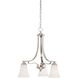 Treme 3 Light 20 inch Brushed Nickel with White Chandelier Ceiling Light