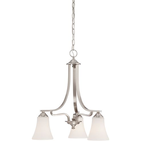Treme 3 Light 20 inch Brushed Nickel with White Chandelier Ceiling Light