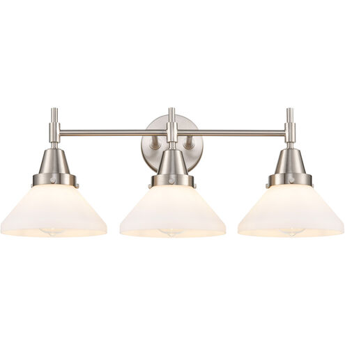 Caden LED 26 inch Satin Nickel Bath Vanity Light Wall Light in White Glass