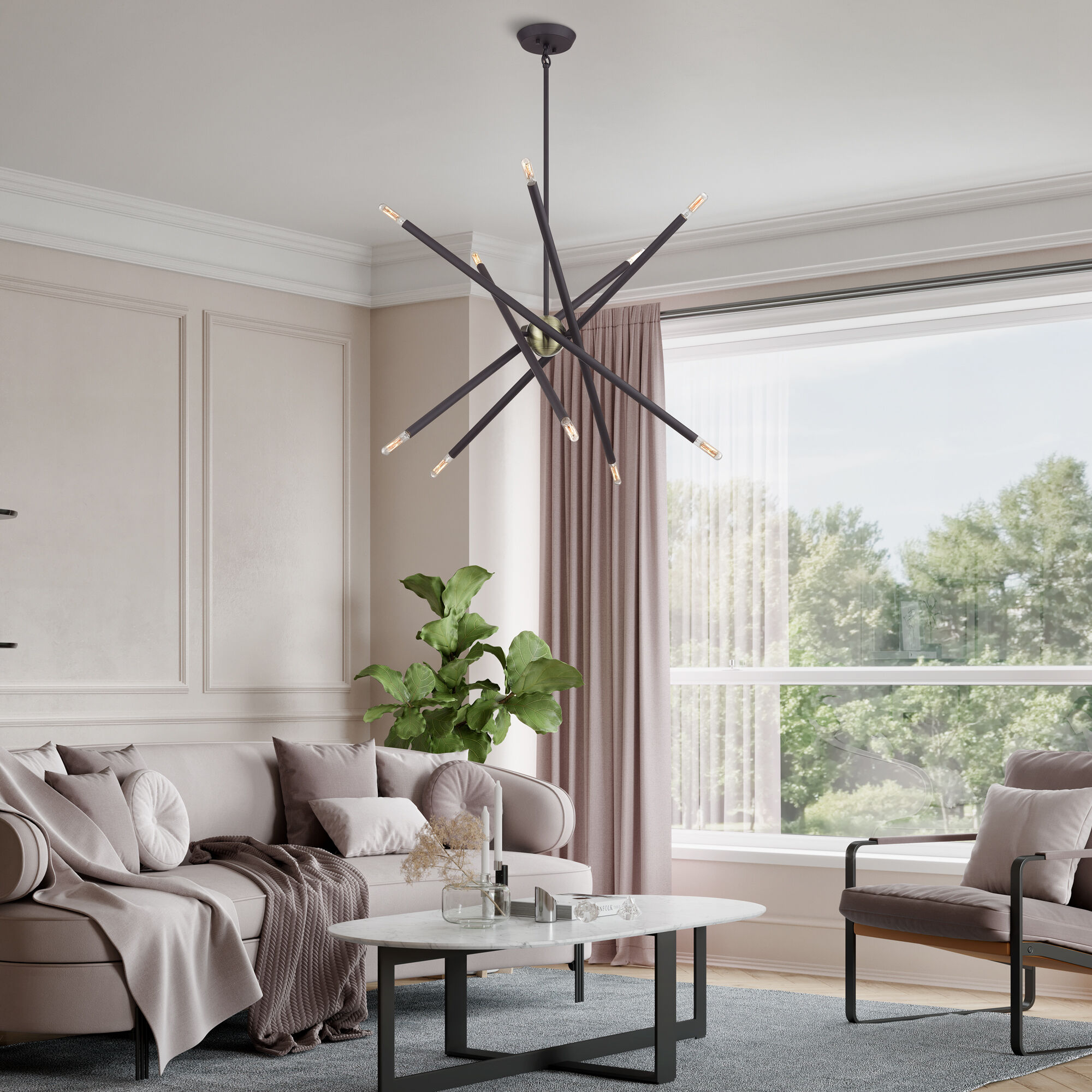 Soho 10 Light 28 inch Bronze with Antique Brass Accents Chandelier Ceiling Light