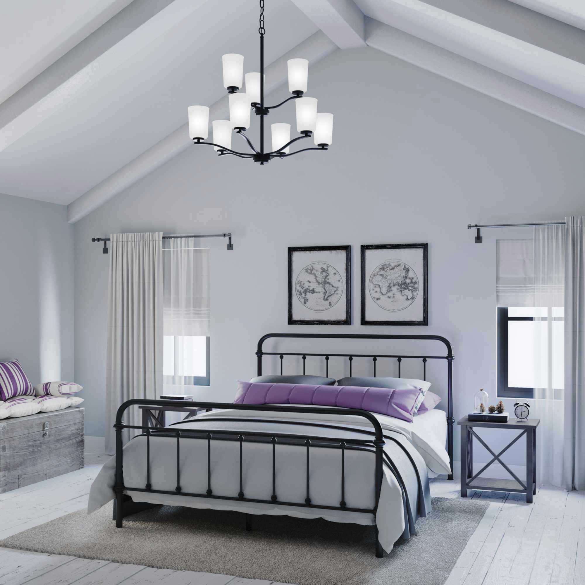 Adley 9 Light 28 inch Matte Black Chandelier Ceiling Light