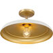 Crowne 1 Light 16 inch Legacy Brass and Off White Cream Semi Flush Ceiling Light