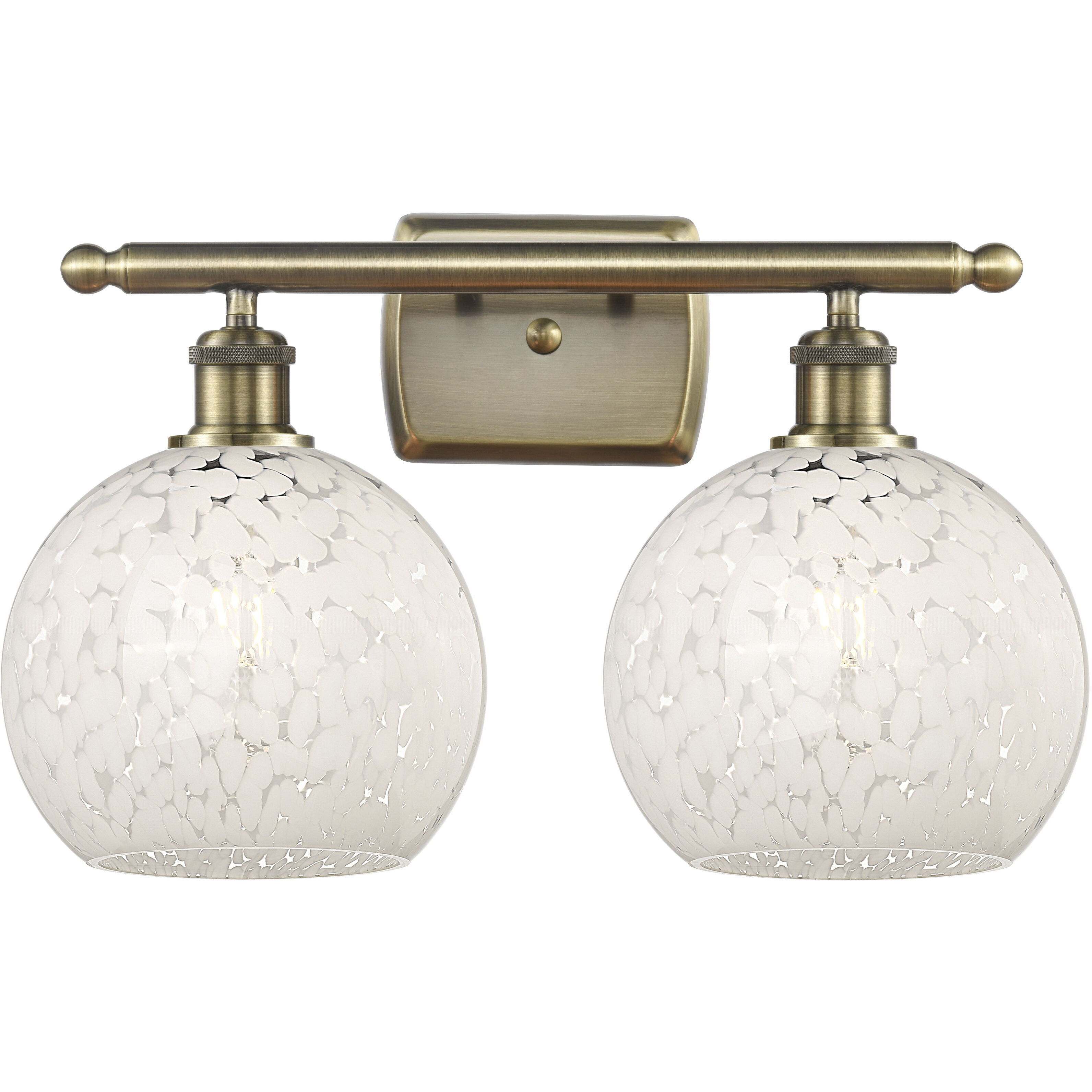 Ballston White Mouchette 2 Light 16 inch Antique Brass Bath Vanity Light Wall Light