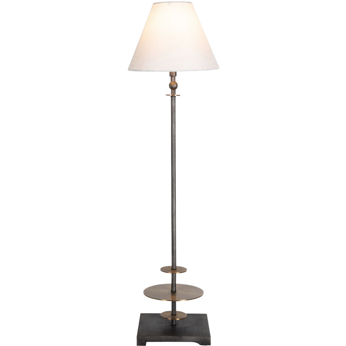Vivek 36.5 inch Gun Metal / Matte Antique Brass / Feather White Linen Table Lamp Portable Light