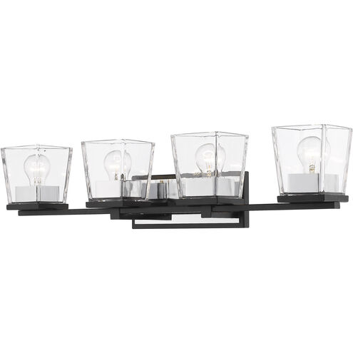 Bleeker Street 4 Light 33 inch Matte Black and Chrome Vanity Wall Light