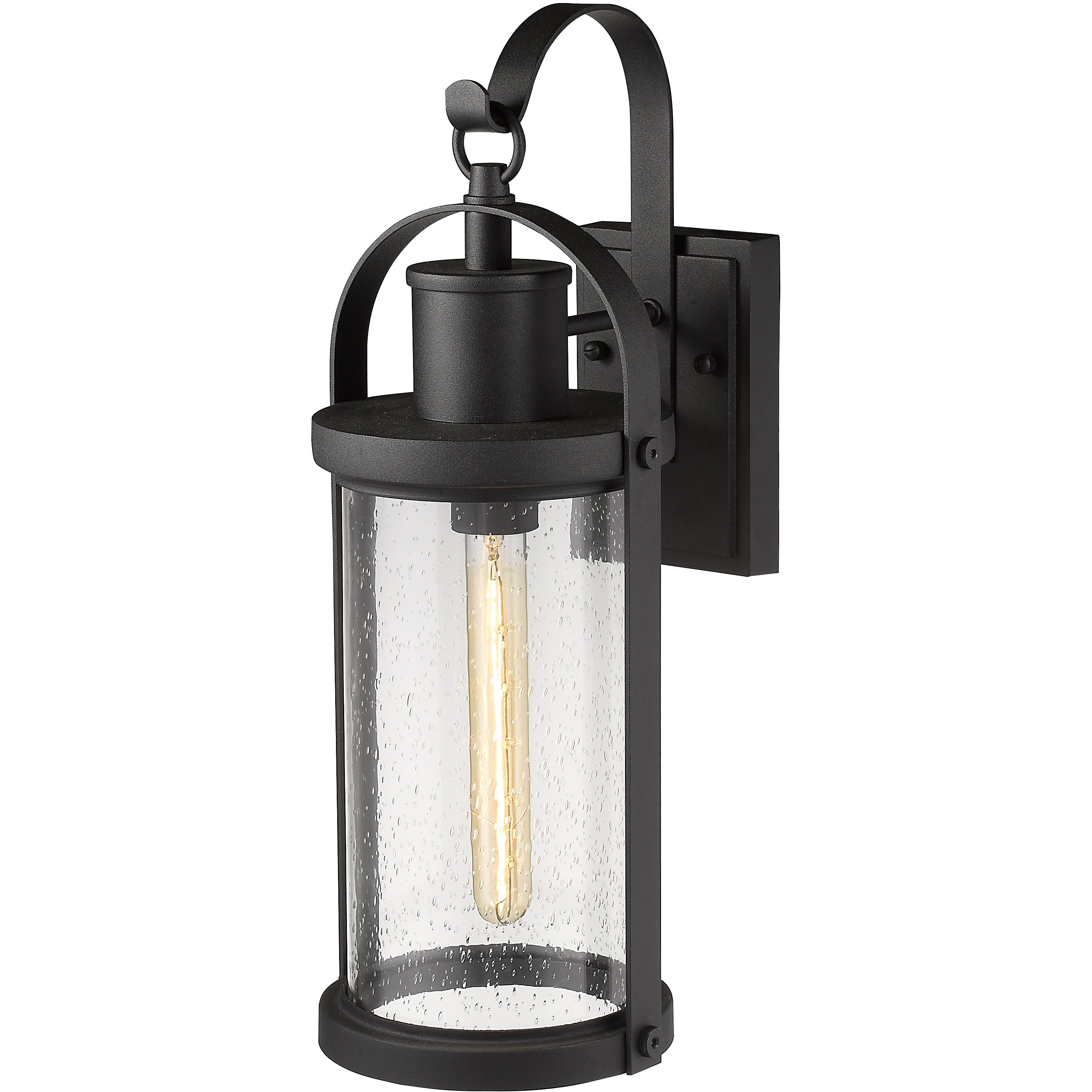 Roundhouse 1 Light 19.5 inch Black Outdoor Wall Light