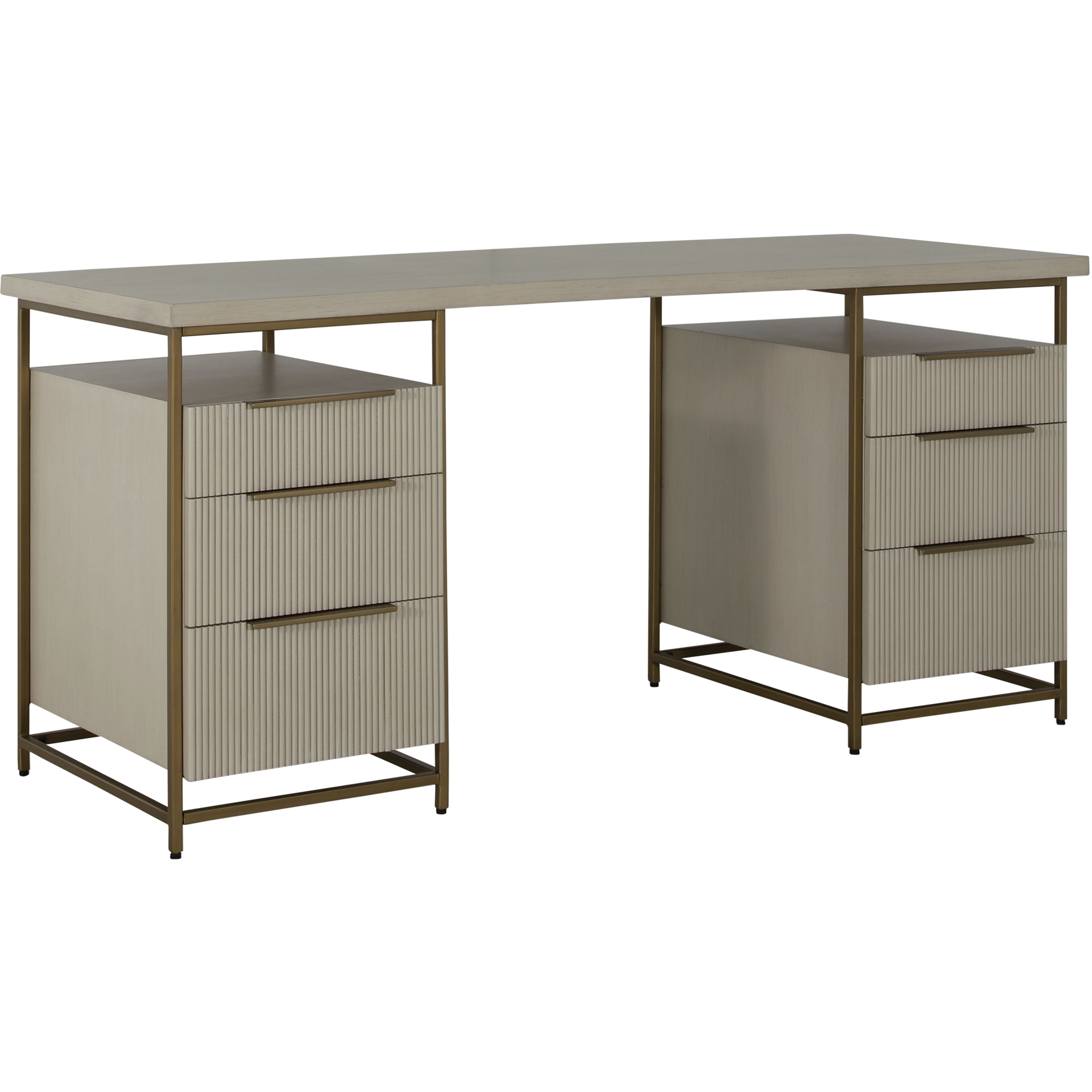 Rowen 66 X 25 inch Sesame White and Brushed Brass Desk