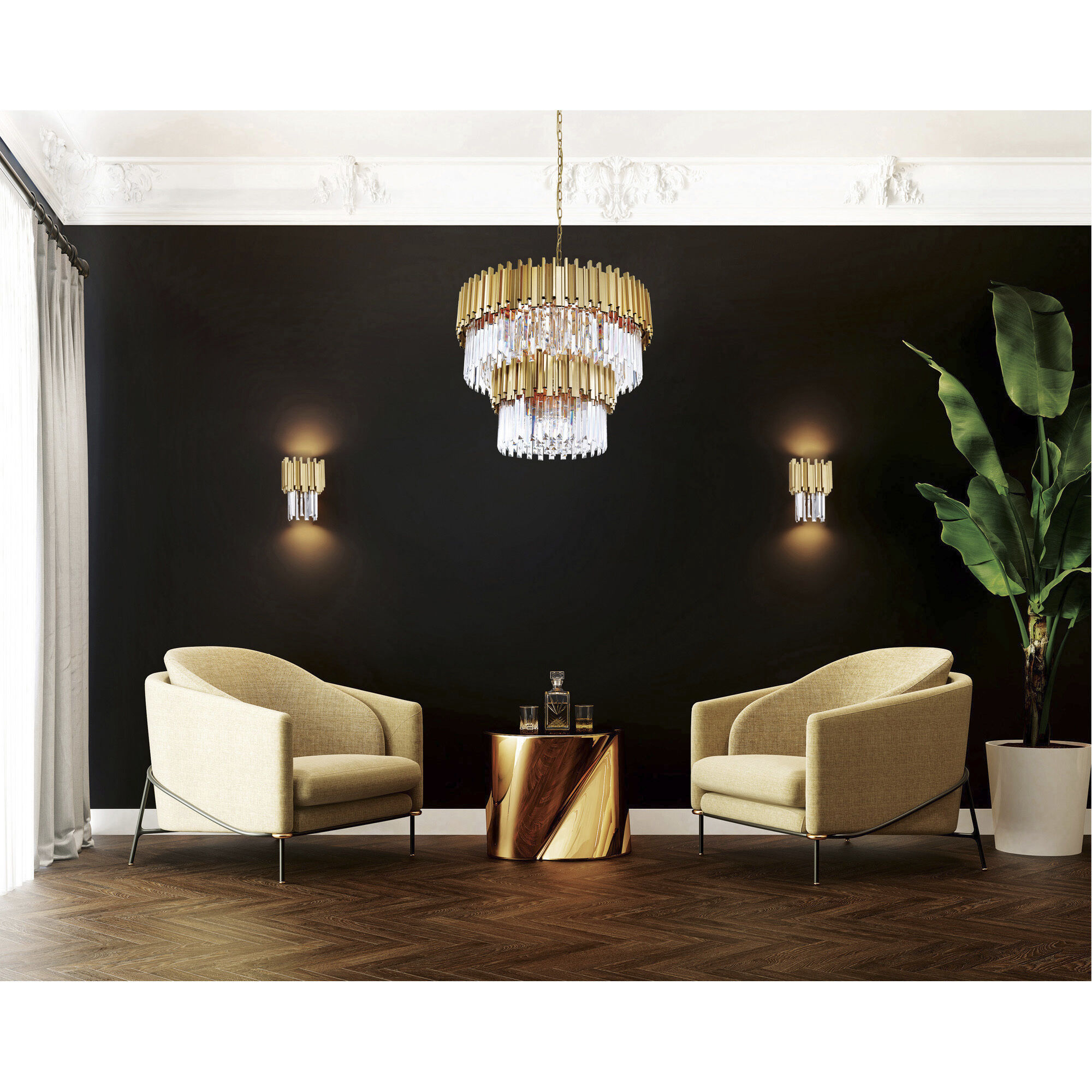 Deco 12 Light 32 inch Medallion Gold Down Chandelier Ceiling Light