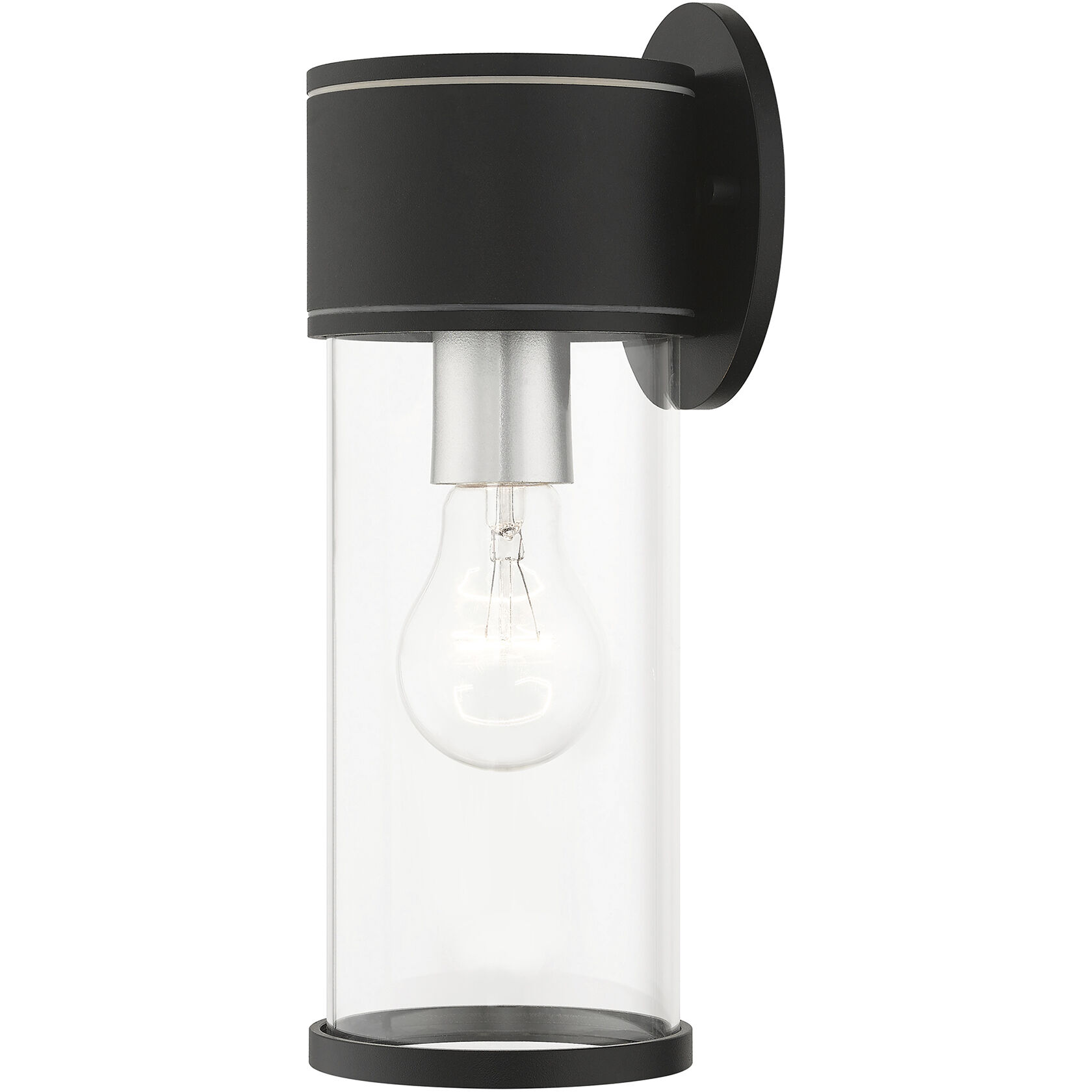 Atlantic 1 Light 4.5 inch Textured Black with Antique Silver Finish Accents Outdoor Medium Wall Lantern Wall Light