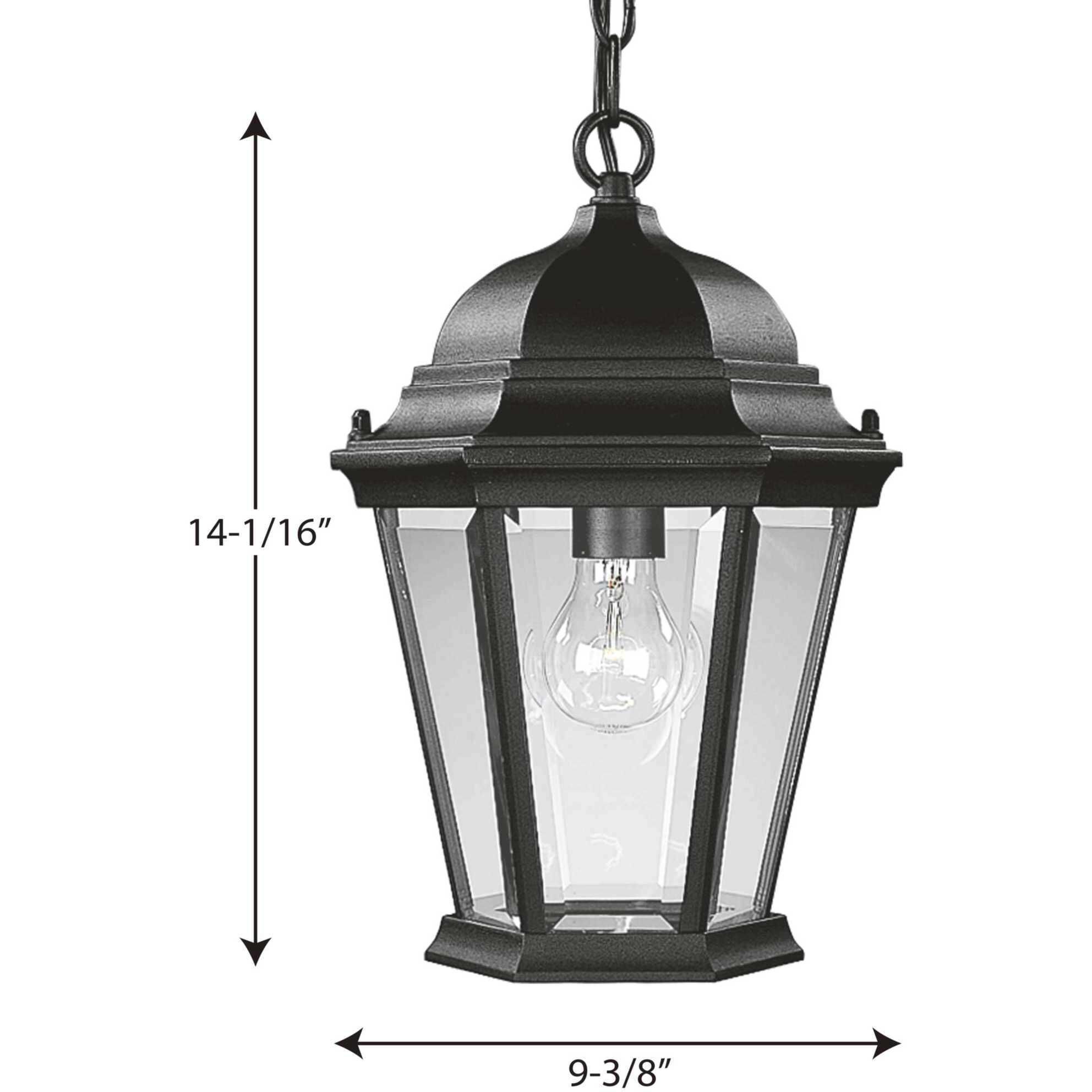 Welbourne 1 Light 9 inch Textured Black Outdoor Hanging Lantern in Clear Beveled, Standard