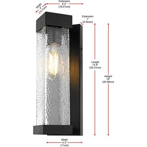 Swain 1 Light 14 inch Black Outdoor Wall Sconce