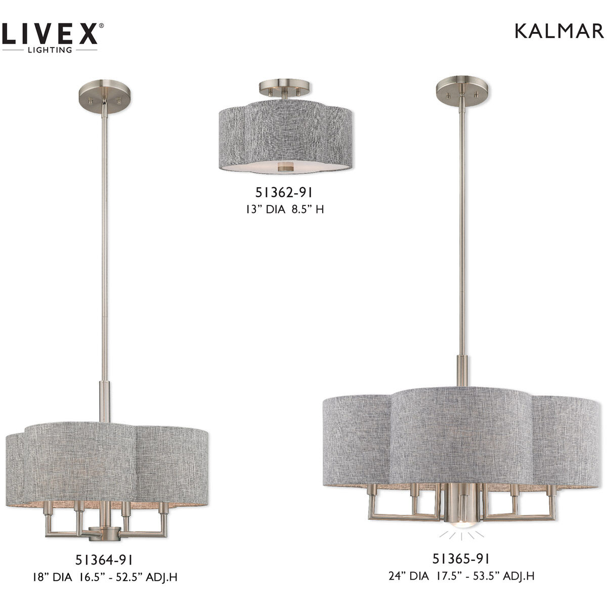 Kalmar 4 Light 18 inch Brushed Nickel Pendant Chandelier Ceiling Light