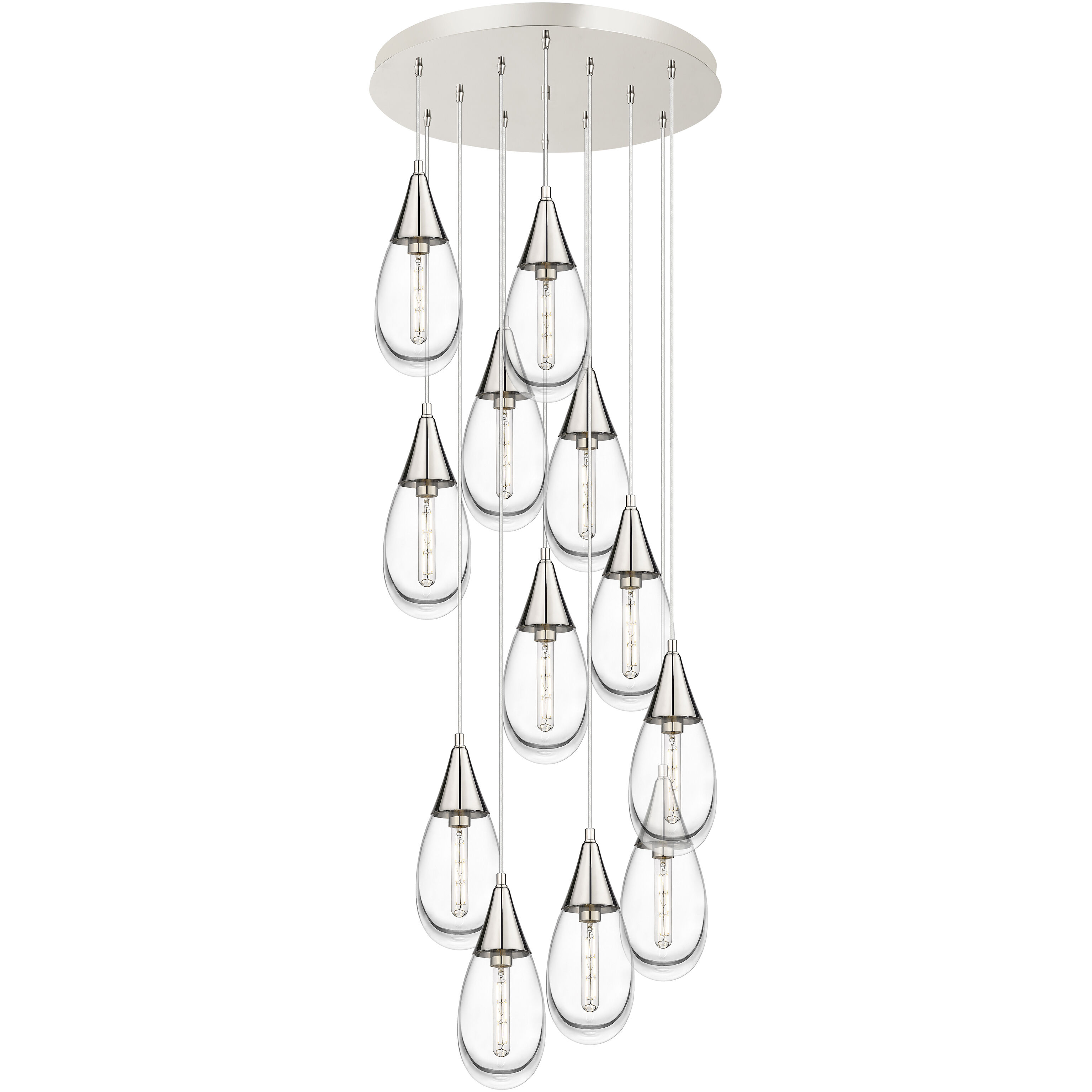 Malone 12 Light 25.25 inch Polished Nickel Multi Pendant Ceiling Light in Clear Glass