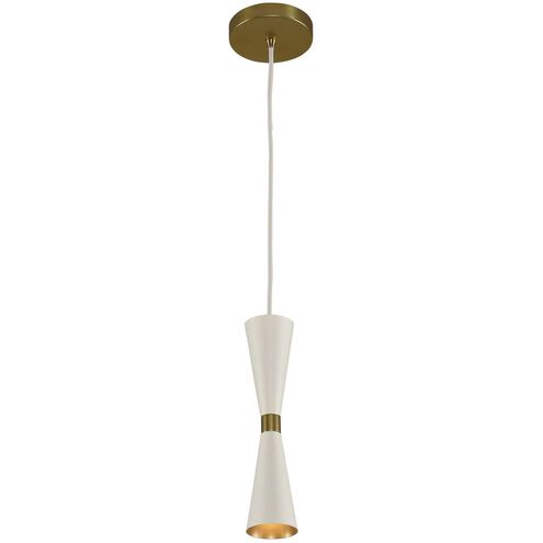 Milo LED 5 inch White and Vintage Brass Mini Pendant Ceiling Light