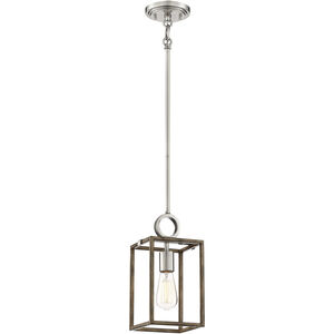 Country Estates 1 Light 7 inch Sun Faded Wood/Brushed Nickel Pendant Ceiling Light