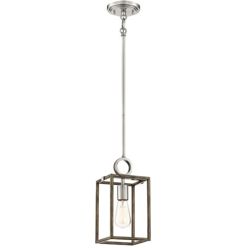 Country Estates 1 Light 7 inch Sun Faded Wood/Brushed Nickel Pendant Ceiling Light