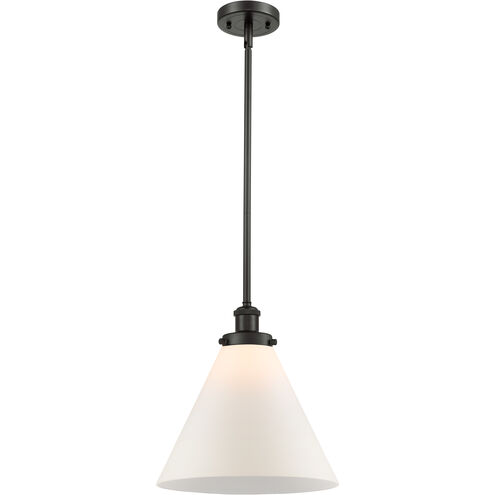 Ballston X-Large Cone 1 Light 8 inch Oil Rubbed Bronze Pendant Ceiling Light in Matte White Glass